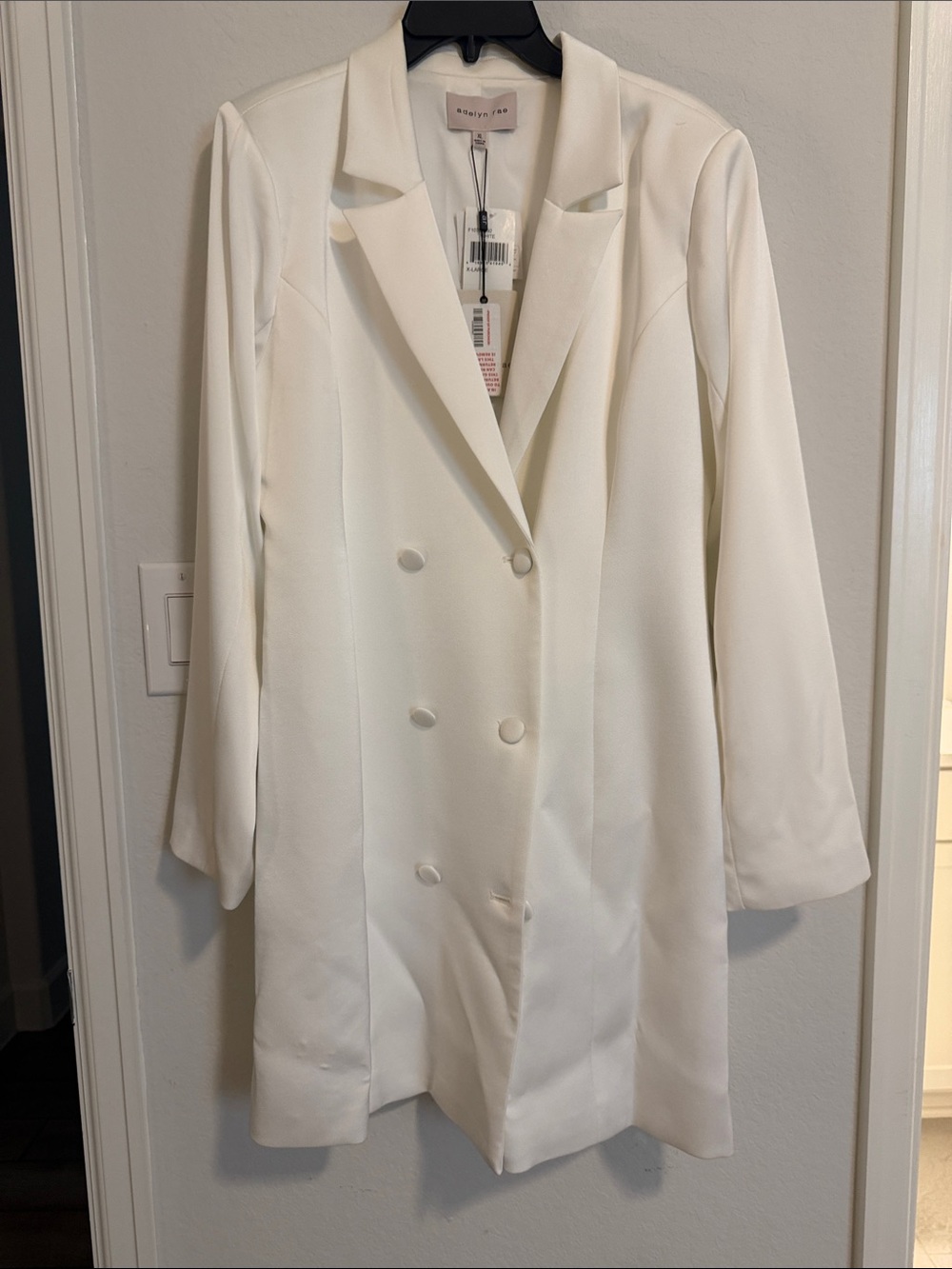 Adelyn Rae White Double-Breasted Wedding Blazer Dress